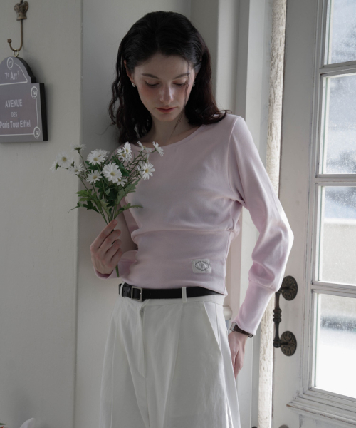 DEHEVE（デヘヴェ）の「Slim U-neck Long Sleeve [Pink]（Tシャツ/カットソー・レディース・PINK・FREE）」の3枚目の写真