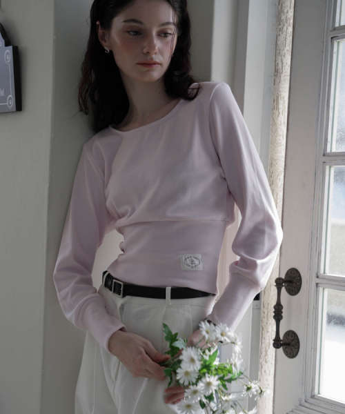 DEHEVE（デヘヴェ）の「Slim U-neck Long Sleeve [Pink]（Tシャツ/カットソー・レディース・PINK・FREE）」の11枚目の写真