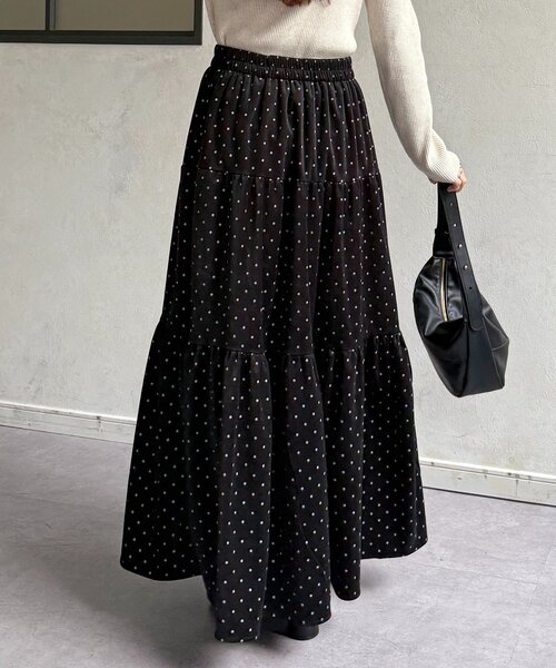 Thevon(ゼボン)の「ドットベロアティアードスカート(スカート・レディース・ブラック/ブラウン・FREE)」の6枚目の写真