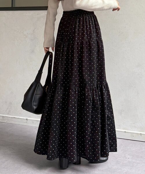 Thevon(ゼボン)の「ドットベロアティアードスカート(スカート・レディース・ブラック/ブラウン・FREE)」の7枚目の写真