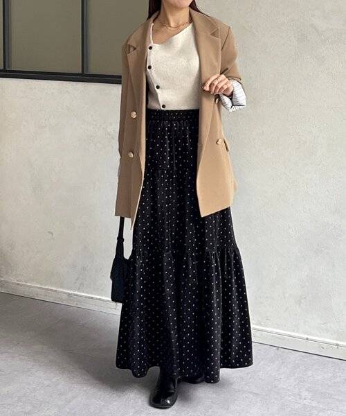 Thevon(ゼボン)の「ドットベロアティアードスカート(スカート・レディース・ブラック/ブラウン・FREE)」の9枚目の写真