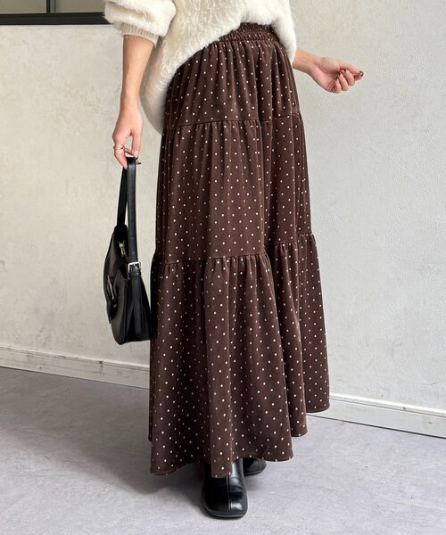 Thevon(ゼボン)の「ドットベロアティアードスカート(スカート・レディース・ブラック/ブラウン・FREE)」の11枚目の写真