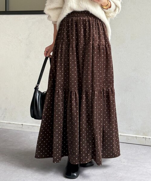 Thevon(ゼボン)の「ドットベロアティアードスカート(スカート・レディース・ブラック/ブラウン・FREE)」の12枚目の写真