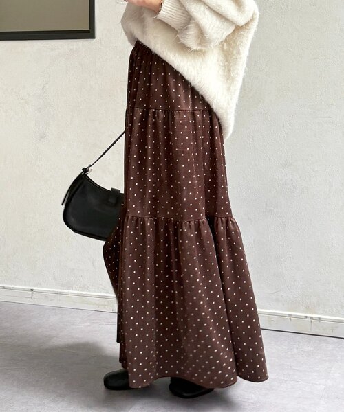 Thevon(ゼボン)の「ドットベロアティアードスカート(スカート・レディース・ブラック/ブラウン・FREE)」の13枚目の写真