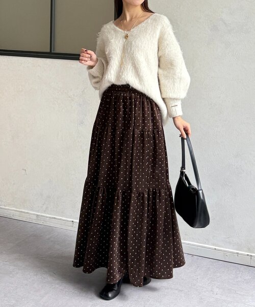 Thevon(ゼボン)の「ドットベロアティアードスカート(スカート・レディース・ブラック/ブラウン・FREE)」の15枚目の写真