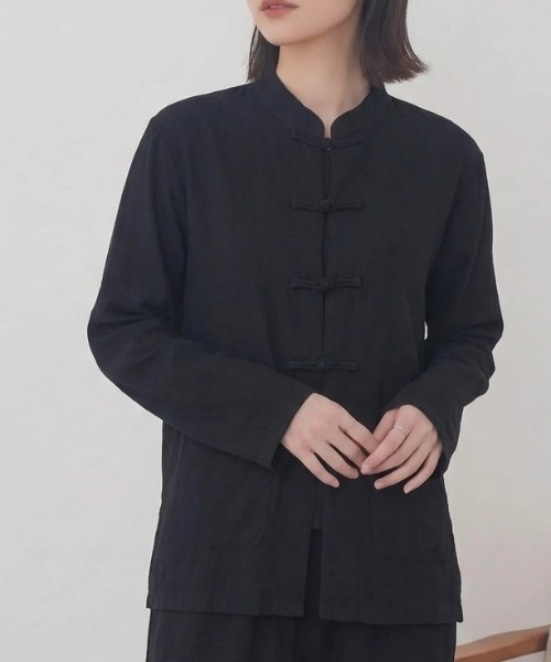 cammie(キャミー)の「チャイナボタンデザインシャツ(シャツ/ブラウス・レディース・ホワイト/ブラック・M/L)」の9枚目の写真