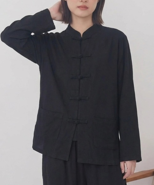 cammie(キャミー)の「チャイナボタンデザインシャツ(シャツ/ブラウス・レディース・ホワイト/ブラック・M/L)」の8枚目の写真