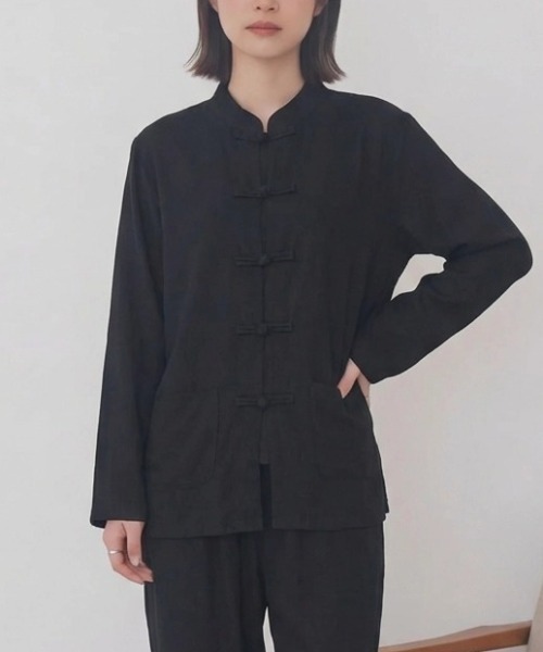 cammie(キャミー)の「チャイナボタンデザインシャツ(シャツ/ブラウス・レディース・ホワイト/ブラック・M/L)」の10枚目の写真