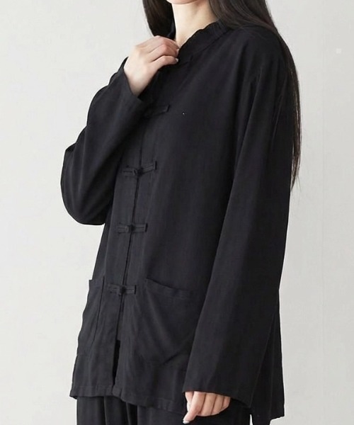 cammie(キャミー)の「チャイナボタンデザインシャツ(シャツ/ブラウス・レディース・ホワイト/ブラック・M/L)」の11枚目の写真