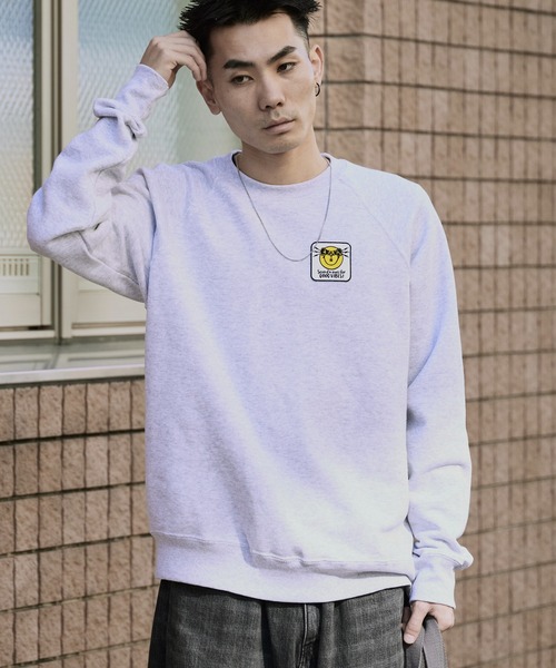 DIET BUTCHER SLIM SKIN(ダイエットブッチャースリムスキン)の「DIET BUTCHER SLIM SKIN/ダイエットブッチャースリムスキン RADIAL SWEAT ワッペンロゴ クルーネック スウェット トレーナー(スウェット・メンズ・パープル/グリーン/グレー/ブルー/オリーブ/ライトピンク・S/M)」の15枚目の写真