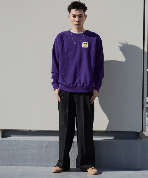 DIET BUTCHER SLIM SKIN(ダイエットブッチャースリムスキン)の「DIET BUTCHER SLIM SKIN/ダイエットブッチャースリムスキン RADIAL SWEAT ワッペンロゴ クルーネック スウェット トレーナー(スウェット・メンズ・パープル/グリーン/グレー/ブルー/オリーブ/ライトピンク・S/M)」の7枚目の写真