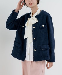 ANNA LUNA（アンナルナ）の「【ANNA LUNA】オケージョン にも◎ 羽織るだけで品よく決まる、華やか ツイードジャケット（ノーカラージャケット）」