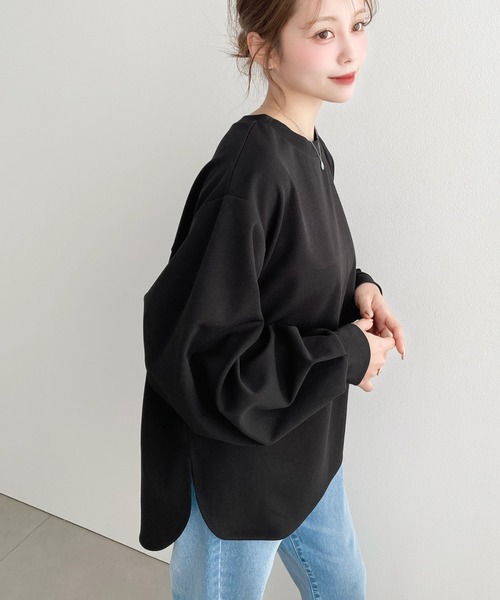 moment+（モーメントプラス）の「しわになりにくい長袖ストレッチジョーゼットTブラウス（Tシャツ/カットソー・レディース・ブラック/ネイビー/オフホワイト・M/L）」の14枚目の写真