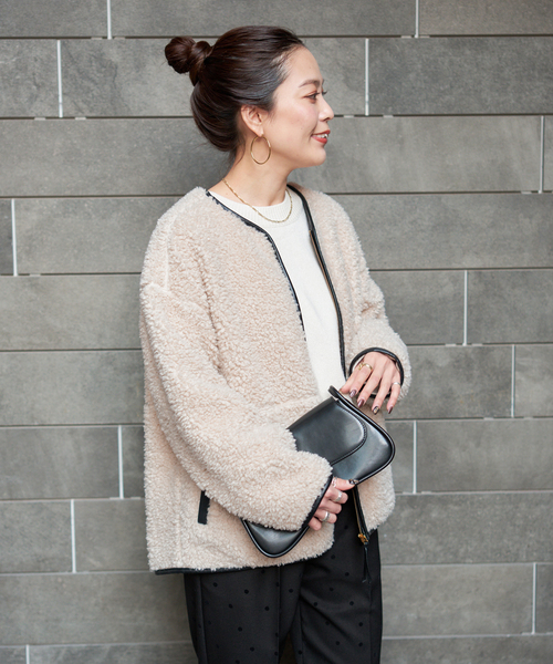 セール】《S/Mサイズ展開》ボアパイピングブルゾン2（ブルゾン）｜B.C