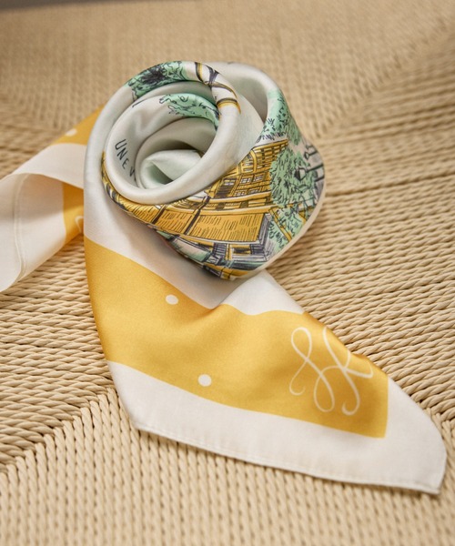 ROPE' PICNIC(ロペピクニック)の「シティーパターンスカーフ 90cm(バンダナ/スカーフ・レディース・ベージュ/サックスブルー/オレンジ系その他・FREE)」の3枚目の写真