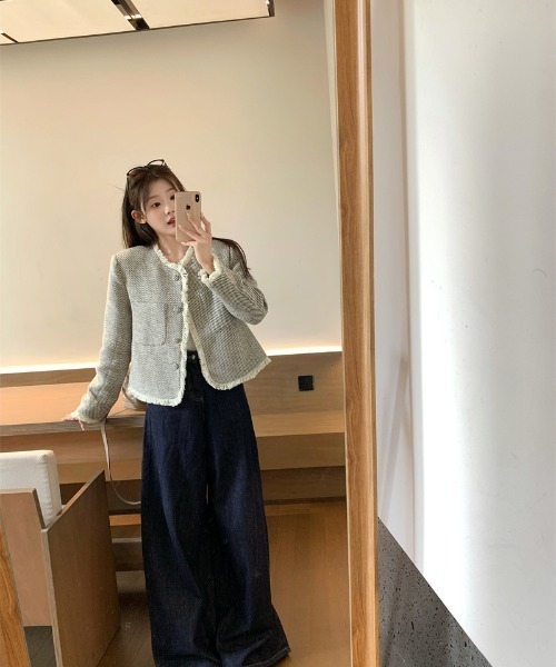 NoBelle(ノベル)の「フリルツイードジャケット フリンジデザイン羽織(その他アウター・レディース・ホワイト・M/L)」の5枚目の写真