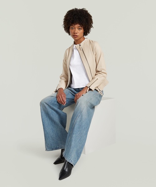 G-STAR（ジースター）の「Helyx 3D Cinch Wide Jeans/立体裁断ヴィンテージライクウォッシュ加工ワイドルーズジーンズ（デニムパンツ・レディース・ライトブルー・26inch/25inch/24inch）」の3枚目の写真