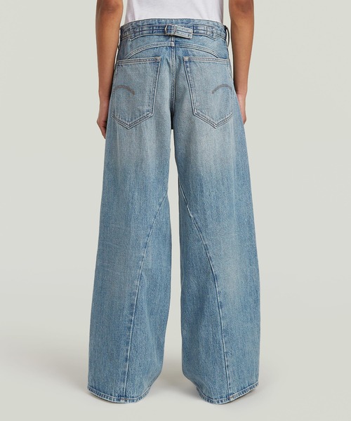 G-STAR（ジースター）の「Helyx 3D Cinch Wide Jeans/立体裁断ヴィンテージライクウォッシュ加工ワイドルーズジーンズ（デニムパンツ・レディース・ライトブルー・26inch/25inch/24inch）」の4枚目の写真