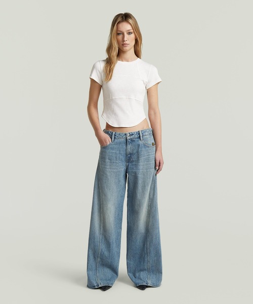 G-STAR（ジースター）の「【NYLON掲載】Helyx 3D Cinch Wide Jeans/立体裁断ヴィンテージライクウォッシュ加工ワイドルーズジーンズ/L28（デニムパンツ・レディース・ライトブルー・26inch/25inch/24inch/27inch）」の6枚目の写真