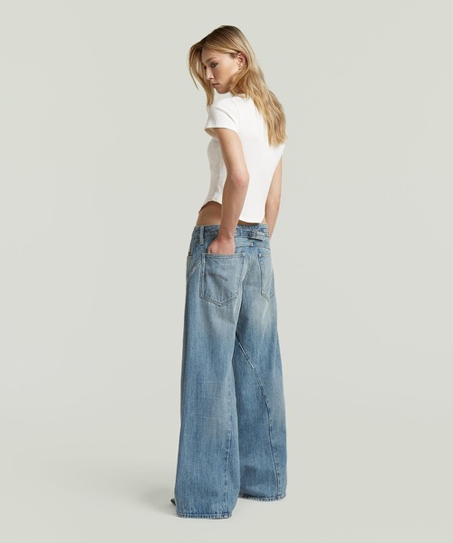 G-STAR（ジースター）の「【NYLON掲載】Helyx 3D Cinch Wide Jeans/立体裁断ヴィンテージライクウォッシュ加工ワイドルーズジーンズ/L28（デニムパンツ・レディース・ライトブルー・26inch/25inch/24inch/27inch）」の5枚目の写真