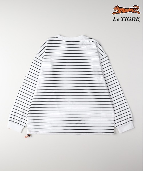 Right-on(ライトオン)の「Le TIGRE(ルティグレ)【メンズ】ボーダーワンポイントロゴ長袖Tシャツ(Tシャツ/カットソー・メンズ・ブラック/ホワイト・S/M/XL/L)」の7枚目の写真