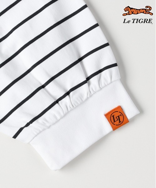 Right-on(ライトオン)の「Le TIGRE(ルティグレ)【メンズ】ボーダーワンポイントロゴ長袖Tシャツ(Tシャツ/カットソー・メンズ・ブラック/ホワイト・S/M/XL/L)」の3枚目の写真
