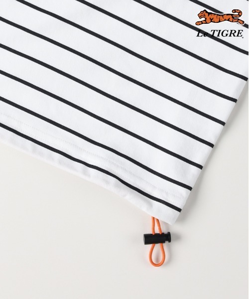 Right-on(ライトオン)の「Le TIGRE(ルティグレ)【メンズ】ボーダーワンポイントロゴ長袖Tシャツ(Tシャツ/カットソー・メンズ・ブラック/ホワイト・S/M/XL/L)」の4枚目の写真