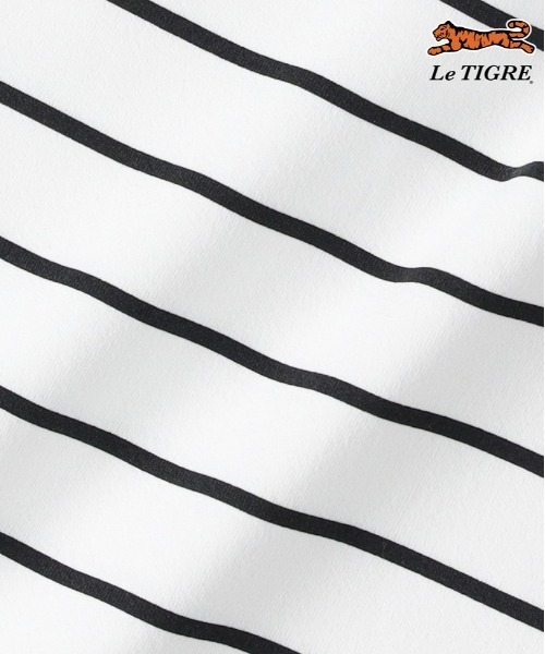 Right-on(ライトオン)の「Le TIGRE(ルティグレ)【メンズ】ボーダーワンポイントロゴ長袖Tシャツ(Tシャツ/カットソー・メンズ・ブラック/ホワイト・S/M/XL/L)」の5枚目の写真