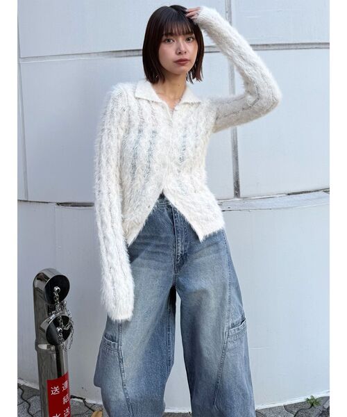 MURUA（ムルーア）の「パッチポケットバレルレッグデニム（デニムパンツ・レディース・ブルー・1/2）」の6枚目の写真