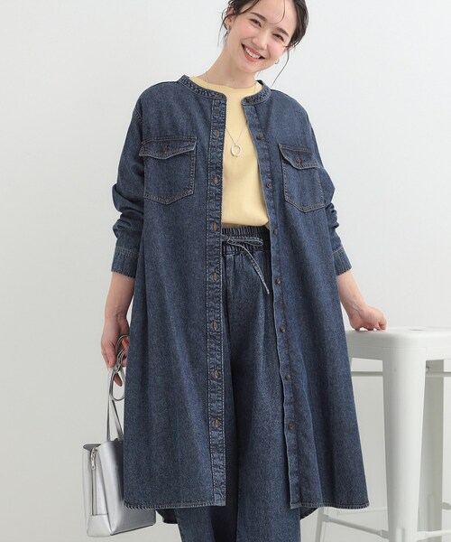 SHOO・LA・RUE(シューラルー)の「【ライトオンスデニム/S-LL】体型カバーにも ロングデニムシャツワンピース(ワンピース・レディース・ブラック/ライトブルー/ブルー系その他・02/01/04/03)」の3枚目の写真