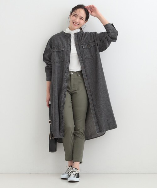 SHOO・LA・RUE(シューラルー)の「【ライトオンスデニム/S-LL】体型カバーにも ロングデニムシャツワンピース(ワンピース・レディース・ブラック/ライトブルー/ブルー系その他・02/01/04/03)」の7枚目の写真