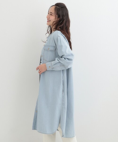 SHOO・LA・RUE(シューラルー)の「【ライトオンスデニム/S-LL】体型カバーにも ロングデニムシャツワンピース(ワンピース・レディース・ブラック/ライトブルー/ブルー系その他・02/01/04/03)」の10枚目の写真
