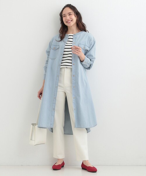 SHOO・LA・RUE(シューラルー)の「【ライトオンスデニム/S-LL】体型カバーにも ロングデニムシャツワンピース(ワンピース・レディース・ブラック/ライトブルー/ブルー系その他・02/01/04/03)」の11枚目の写真