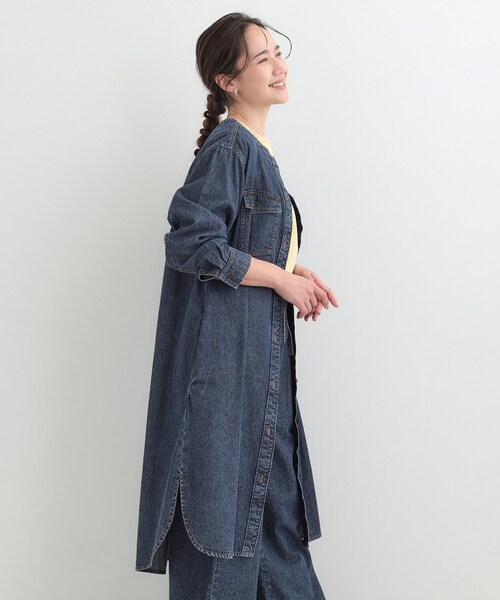 SHOO・LA・RUE(シューラルー)の「【ライトオンスデニム/S-LL】体型カバーにも ロングデニムシャツワンピース(ワンピース・レディース・ブラック/ライトブルー/ブルー系その他・02/01/04/03)」の13枚目の写真