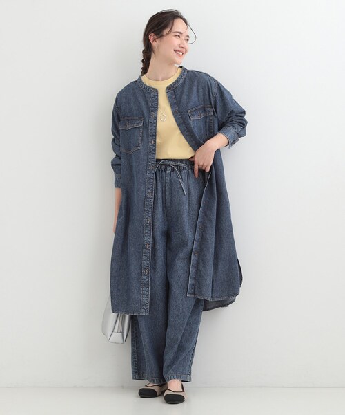 SHOO・LA・RUE(シューラルー)の「【ライトオンスデニム/S-LL】体型カバーにも ロングデニムシャツワンピース(ワンピース・レディース・ブラック/ライトブルー/ブルー系その他・02/01/04/03)」の14枚目の写真