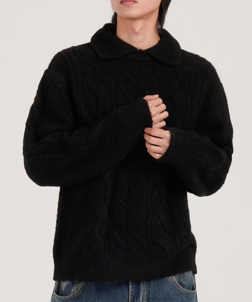 BUTTON SEOUL(ボタンソウル)の「ウールブレンドカラークラシックソフトニット(ブラック)(ニット/セーター・メンズ・その他・MEDIUM/LARGE/X-LARGE)」の7枚目の写真