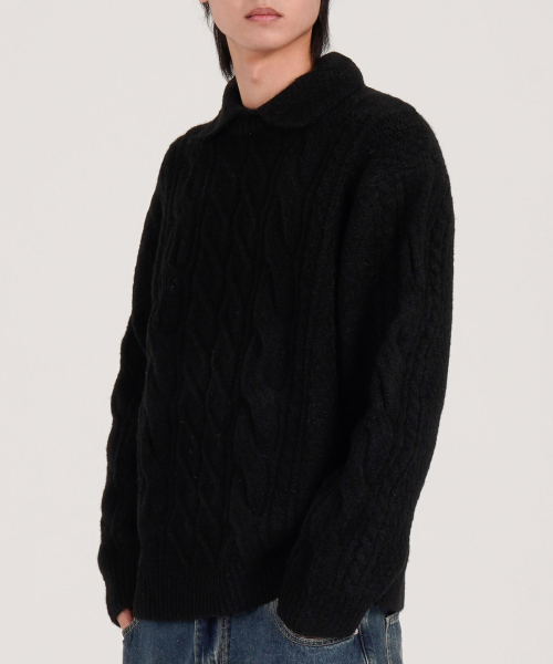BUTTON SEOUL(ボタンソウル)の「ウールブレンドカラークラシックソフトニット(ブラック)(ニット/セーター・メンズ・その他・MEDIUM/LARGE/X-LARGE)」の8枚目の写真