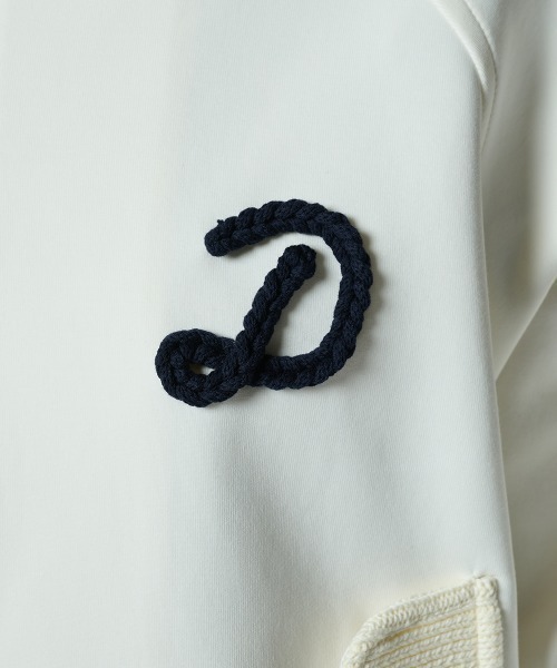 DOUBLE STANDARD CLOTHING(ダブルスタンダードクロージング)の「Dロゴロープ刺繍 ダンボールニットブルゾン(ブルゾン・レディース・ネイビー/オフホワイト・FREE)」の7枚目の写真