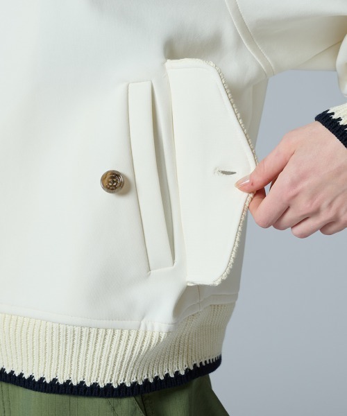 DOUBLE STANDARD CLOTHING(ダブルスタンダードクロージング)の「Dロゴロープ刺繍 ダンボールニットブルゾン(ブルゾン・レディース・ネイビー/オフホワイト・FREE)」の10枚目の写真