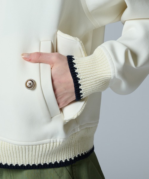 DOUBLE STANDARD CLOTHING(ダブルスタンダードクロージング)の「Dロゴロープ刺繍 ダンボールニットブルゾン(ブルゾン・レディース・ネイビー/オフホワイト・FREE)」の11枚目の写真