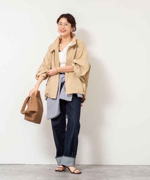 NOLLEY’S（ノーリーズ）の「NMPウォッシャブルスウィングトップブルゾン（ブルゾン・レディース・ネイビー/ベージュ・M）」の3枚目の写真