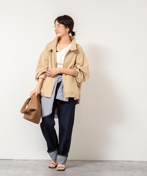 NOLLEY’S（ノーリーズ）の「NMPウォッシャブルスウィングトップブルゾン（ブルゾン・レディース・ネイビー/ベージュ・M）」の4枚目の写真