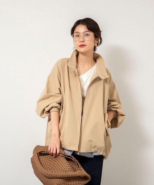 NOLLEY’S（ノーリーズ）の「NMPウォッシャブルスウィングトップブルゾン（ブルゾン・レディース・ネイビー/ベージュ・M）」の6枚目の写真