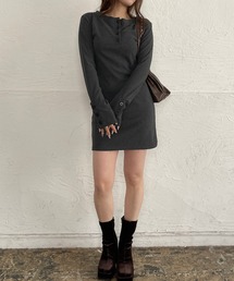 ROGER AND RAW | ヘンリーネック長袖ミニワンピース(ワンピース)