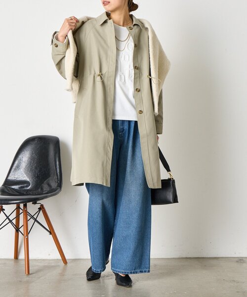 Jena espace merveilleux(ジェナ エスパスメルヴェイユ)の「ウエストギャザーコート(ステンカラーコート・レディース・アイボリー/カーキ・FREE)」の21枚目の写真