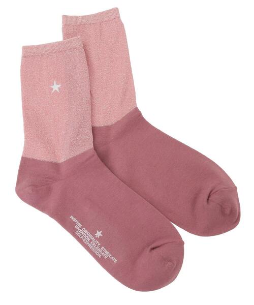 CONVERSE TOKYO（コンバーストウキョウ）の「STAR★ GLITTER SHEER BI-COLOR SOX（ソックス/靴下・レディース・ピンク/シルバー/ブラック/ベージュ・FREE）」の4枚目の写真