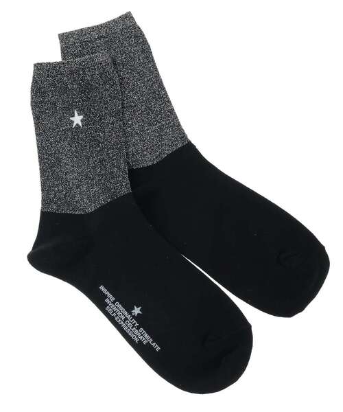 CONVERSE TOKYO（コンバーストウキョウ）の「STAR★ GLITTER SHEER BI-COLOR SOX（ソックス/靴下・レディース・ピンク/シルバー/ブラック/ベージュ・FREE）」の2枚目の写真
