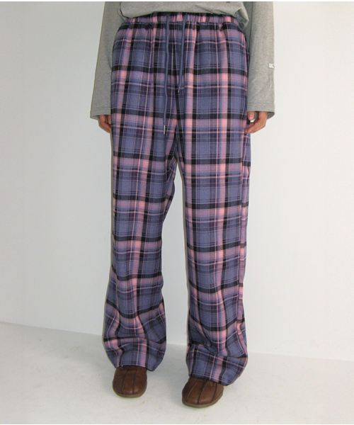 RONRON(ロンロン)の「BACK HEART POCKET CHECK PANTS PURPLE(その他パンツ・レディース・その他・FREE)」の4枚目の写真