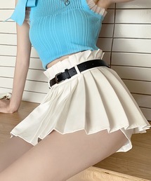 semuse（セミューズ）の「ベルト付きレイヤード風プリーツミニスカート（スカート）」