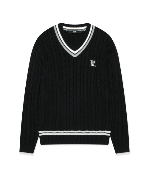 GOTHIC CABLE TENNIS KNIT — черный теннисный вязаный джемпер